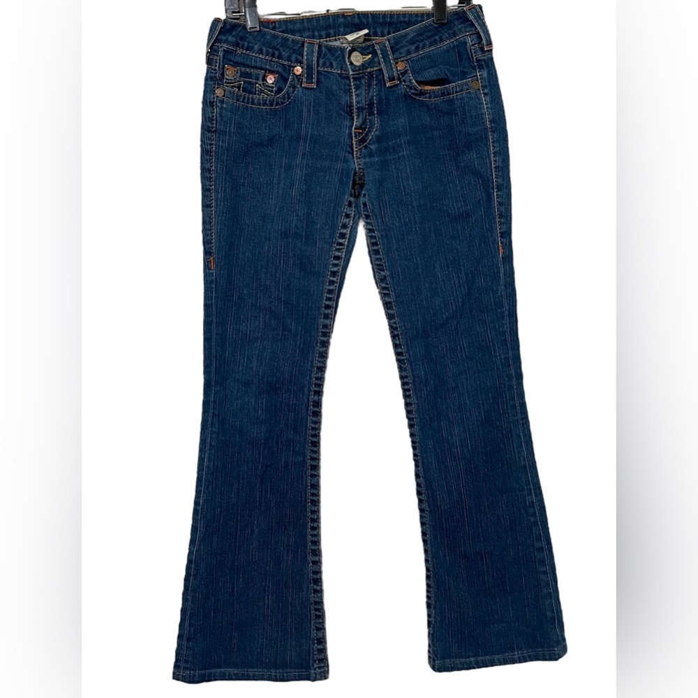 True Religion Flare wide Leg Bobby Blue Jeans Low Rise Waist size 29